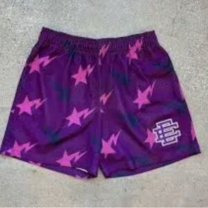 Eric Emanuel Maroon Shorts with Pink Stars